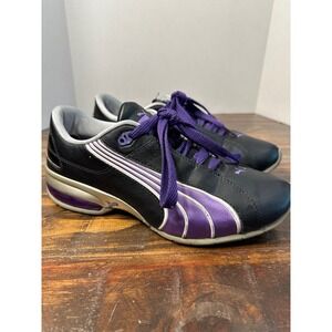 Puma Sport Lifestyle Women's Black Purple Comfort Athletic Sneakers Shoes Sz 9.5